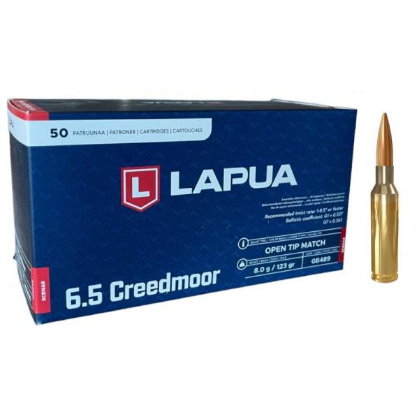 LAPUA 6.5 CREEDMOOR 123gr SCENER-L OPEN TIP MATCH 50/1 GB489